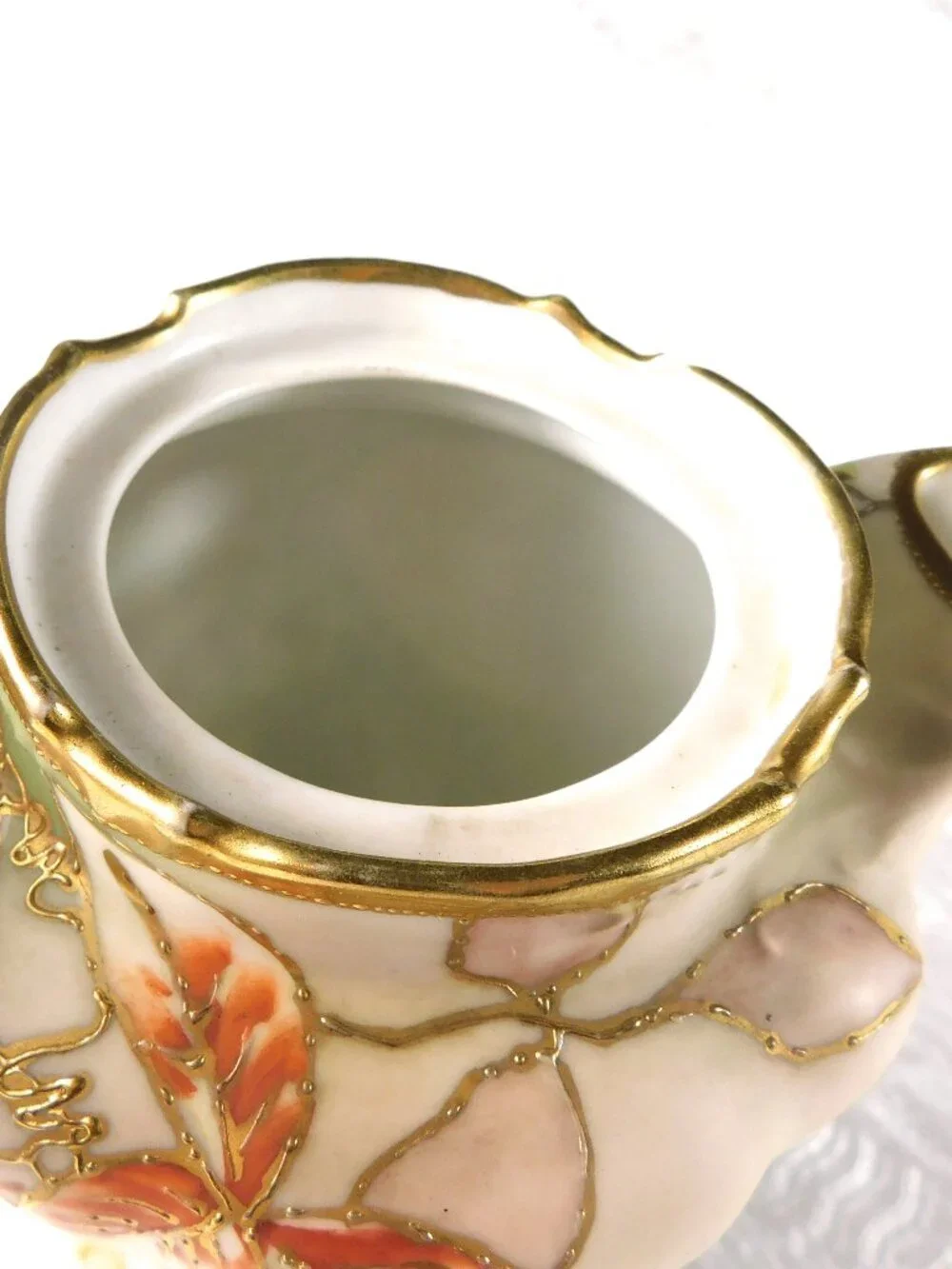 Very Colorful Chocolate Pot with Beaded Gold-No Lid # 27669